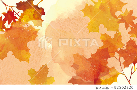 紅葉　リーフ　秋　水彩背景イラスト 92502220