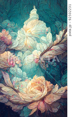 Colorful multicolored bright picture. Painted bright multicolored flowers. Abstract colorful background. 92502231