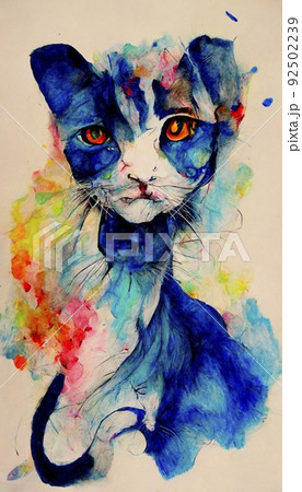 Painted abstract cat. Painted image of a cat. Multicolored cat. Perfect for phone wallpaper or for posters. Painted abstract cat. Painted image of a cat. Multicolored cat. Perfect for phone wallpaper or for posters. 92502239
