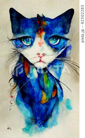 Painted abstract cat. Painted image of a cat. Multicolored cat. Perfect for phone wallpaper or for posters. Painted abstract cat. Painted image of a cat. Multicolored cat. Perfect for phone wallpaper or for posters. 92502265