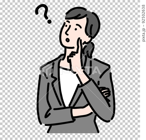 A woman in a suit thinking with her arms crossed A woman in a suit thinking with her arms crossed 92502638