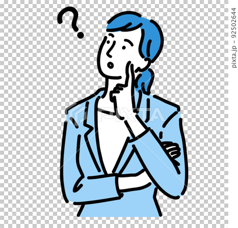 腕を組んで考えているスーツを着た女性 92502644