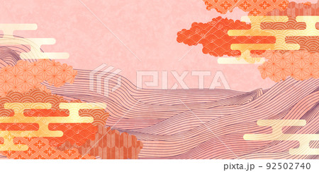 秋　和柄　波　背景 92502740