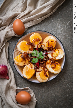 Fried Boiled Egg with Tamarind Sauce Fried Boiled Egg with Tamarind Sauce 92503873