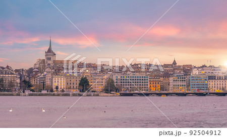 City skyline of Geneva with Lake Geneva, cityscape of  Switzerland 92504912