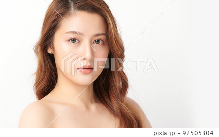 Beautiful young asian woman with clean fresh skin on white background, Face care, Facial treatment, Cosmetology, beauty and spa, Asian women portrait. Beautiful young asian woman with clean fresh skin on white background, Face care, Facial treatment, Cosmetology, beauty and spa, Asian women portrait. 92505304