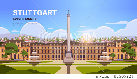 beautiful stuttgart castle square business travel tourism concept cityscape with famous buildings 92505329