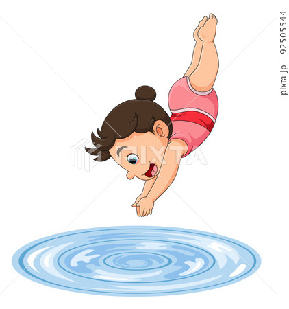a girl diving into water on a white background a girl diving into water on a white background 92505544