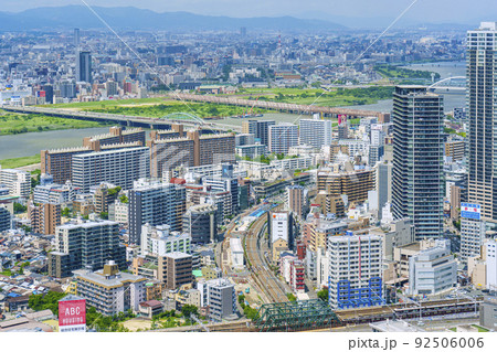 大阪中心街 梅田 都市風景 淀川【梅田スカイビルより】 大阪中心街 梅田 都市風景 淀川【梅田スカイビルより】 92506006
