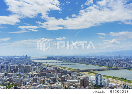大阪中心街　梅田　都市風景　淀川【梅田スカイビルより】 92506013
