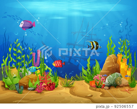 Cartoon underwater landscape, game level.... - Stock Illustration  [92506557] - PIXTA