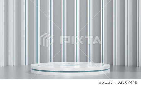 White round stage podium display on white background for product presentation, 3D rendering. White round stage podium display on white background for product presentation, 3D rendering. 92507449