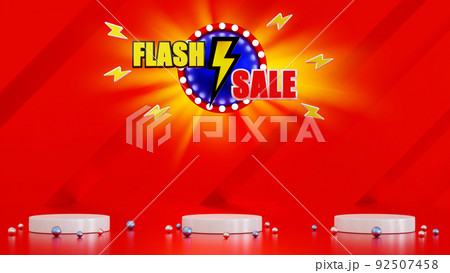 Flash Sale word poster or banner template for campaign on websites and social media, 3D rendering. 92507458