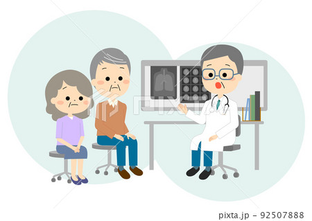医師からの説明を聞く高齢者夫婦 92507888