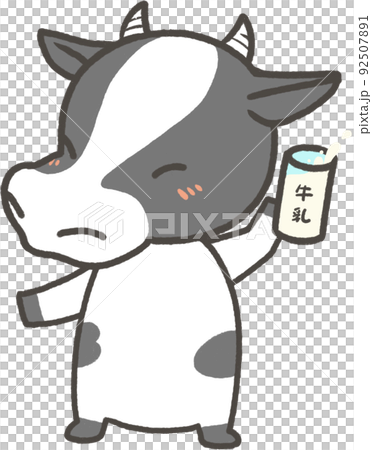 牛乳を飲む牛のイラスト 牛乳を飲む牛のイラスト 92507891