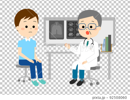 A man listening to an explanation from a doctor A man listening to an explanation from a doctor 92508060