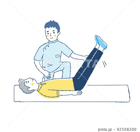 理学療法士とリハビリをする男性 92508200