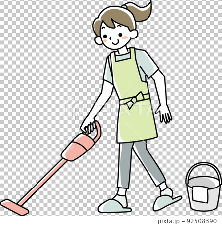 掃除機をかける若い女性 92508390
