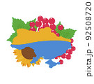 Map and flag of ukraine illustration Ukranian bouquet with poppy, sunflower and kalyna 92508720