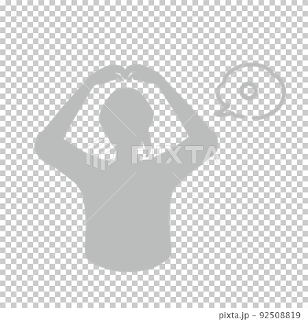 〇 Silhouette illustration of a woman making a gesture Gray 〇 Silhouette illustration of a woman making a gesture Gray 92508819