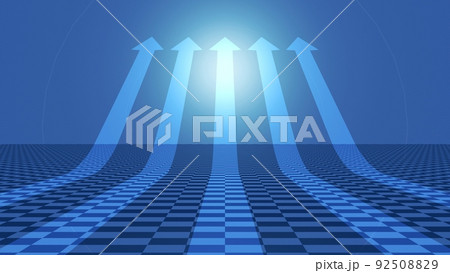 並んだ青い矢印が上昇する3D背景 並んだ青い矢印が上昇する3D背景 92508829