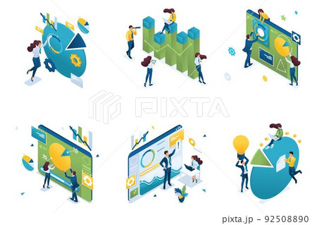 Set of isometric concepts on the theme data analysis and chart for research. For Landing page concepts and web design 92508890