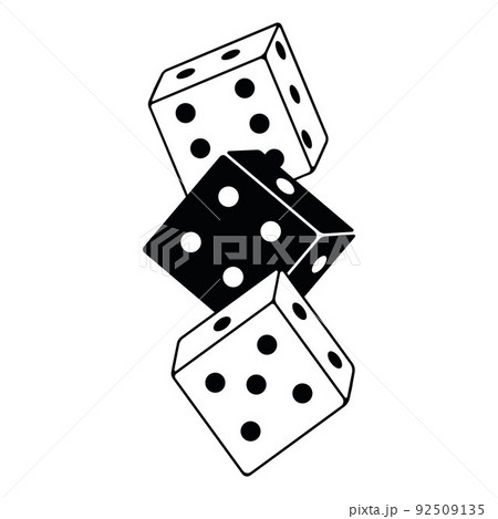 Dice, cubes, vector illustration outline icon isolated on white background Dice, cubes, vector illustration outline icon isolated on white background 92509135