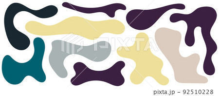 Bloho color irregular blob, set of abstract organic shapes. Abstract irregular random blobs. Simple liquid amorphous splodge. Trendy minimal designs for presentations, banners, posters and flyers. 92510228