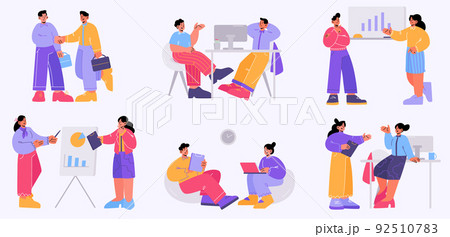 Office life concept, business workers vector set 92510783