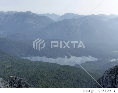 Eibsee lake at Zugspitze mountain tour, Bavaria, Germany 92510913