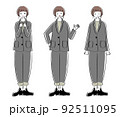 スーツの女性　ポーズ表情セット 92511095
