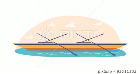 Kayak or Canoe on Water Pond, Boats with Paddles for Canoeing, Rafting, Boating or Kayaking Sports and Extreme Activity Kayak or Canoe on Water Pond, Boats with Paddles for Canoeing, Rafting, Boating or Kayaking Sports and Extreme Activity 92511302