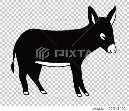 かわいいロバの影絵のイラスト素材