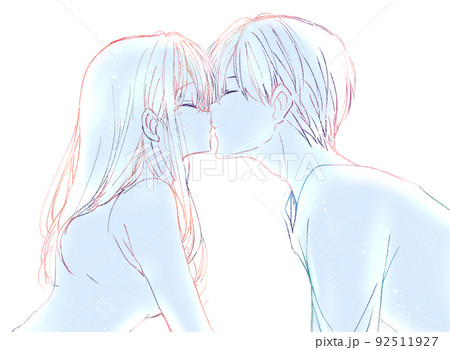 キスする男女 線画 92511927