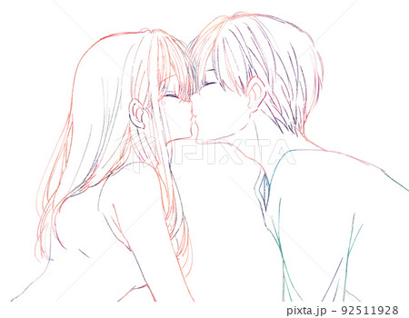 Two People Black And White Drawing Of Kissing Backgrounds | JPG Free  Download - Pikbest