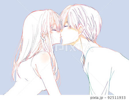 Line Drawings Men Women Kiss Stock Illustration 2184337023