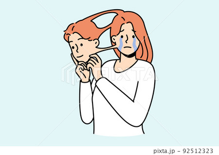 Unhappy trans woman with mask 92512323