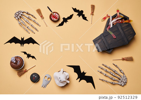 Collection of Halloween party items forming a frame 92512329