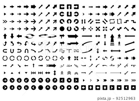 矢印アイコンの素材セット　黒ベタ 92512963