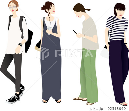 4人女子女性全身ファッション人々 92513040