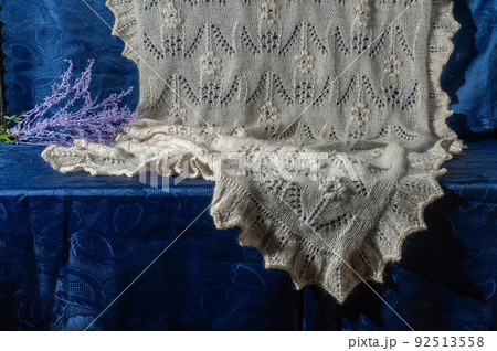 White knitted handmade stole. Large beautiful homemade scarf 92513558