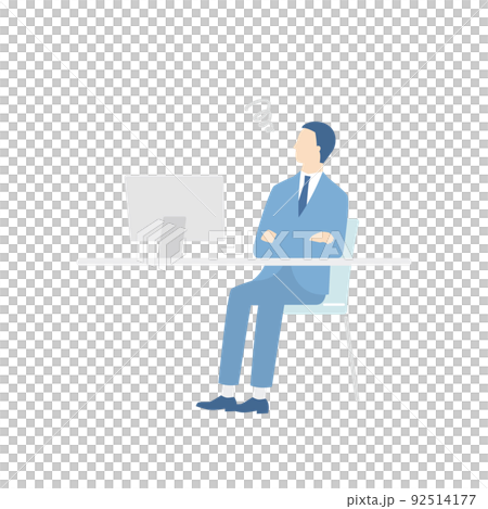 A businessman worried in front of a computer 92514177