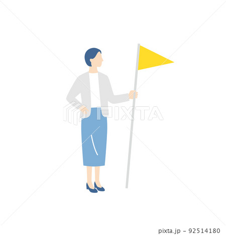 旗を掲げるビジネスウーマン 92514180