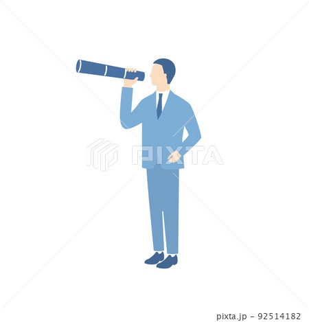 望遠鏡を覗くビジネスマン 92514182