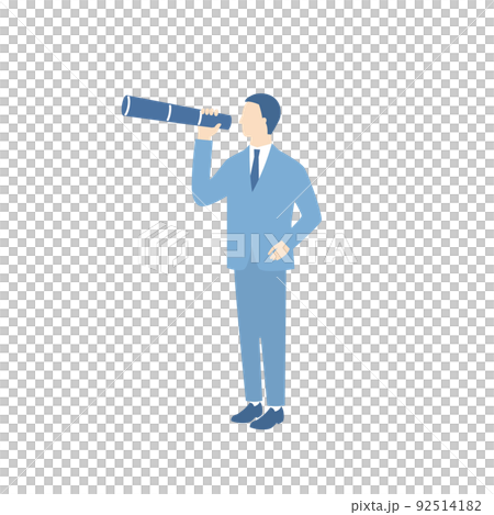 望遠鏡を覗くビジネスマン 92514182
