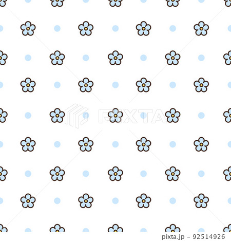 Seamless pattern with blue small daisies and polka dot 92514926