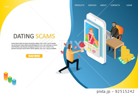 Dating scams landing page website vector template Dating scams landing page website vector template 92515242