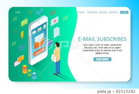E-mail subscribe landing page website vector template 92515282