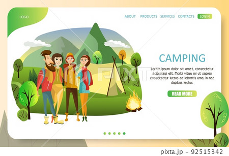 Summer camping landing page website vector template Summer camping landing page website vector template 92515342
