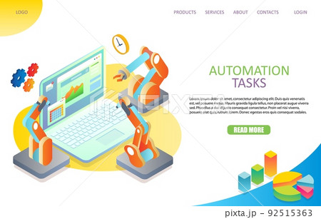 Task automation landing page website vector template Task automation landing page website vector template 92515363